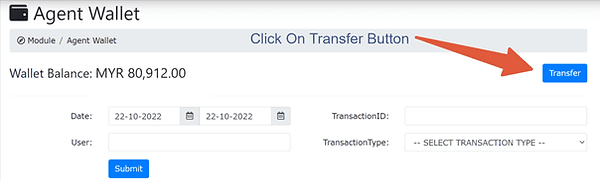 A9Play agent wallet transfer screen